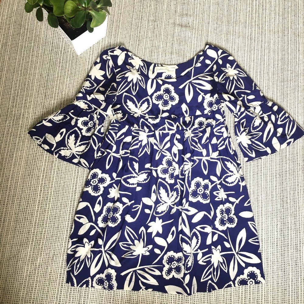 RARE Graham & Spencer blue floral silk babydoll dress